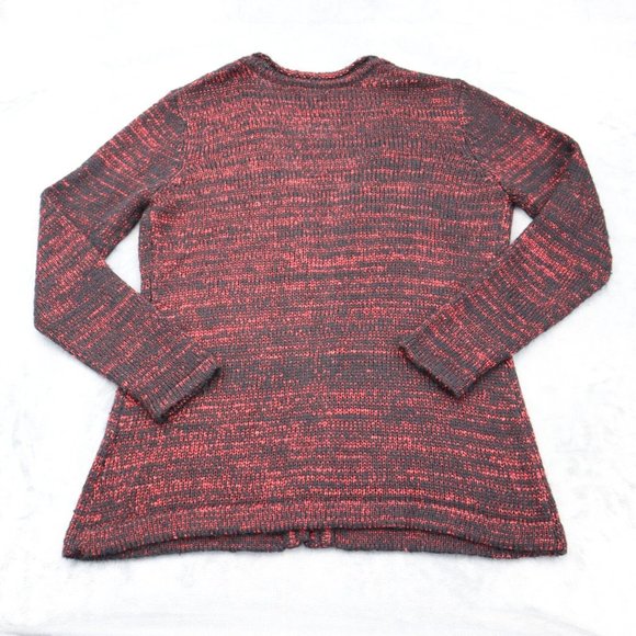Narciso Rodriguez Sweater Womens L Red Rose Combo Cardigan Open Front Knit - Picture 14 of 15